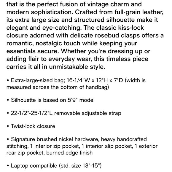 Patricia Nash Serafina Extra Large Leather Kisslock Bag in Oxblood - Picture 9 of 9